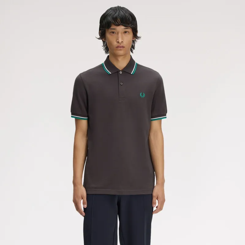 Fred Perry Twin Tipped Polo Shirt M3600 - Anchor Grey/Light Ice/Sport Green-5
