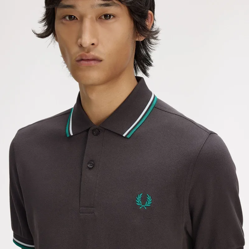 Fred Perry Twin Tipped Polo Shirt M3600 - Anchor Grey/Light Ice/Sport Green-6