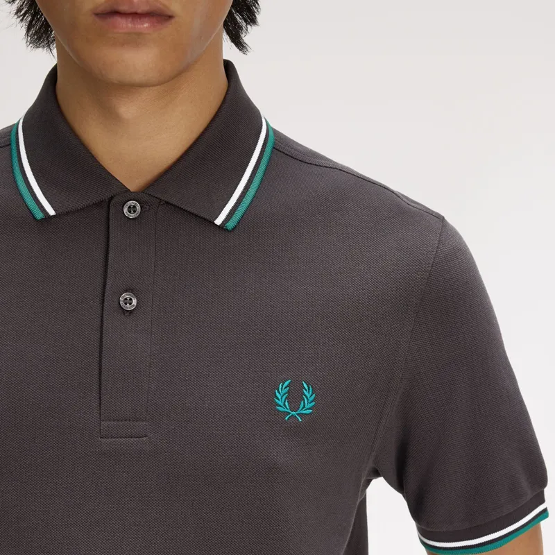 Fred Perry Twin Tipped Polo Shirt M3600 - Anchor Grey/Light Ice/Sport Green-8