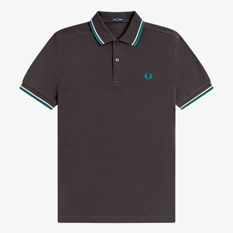 Fred Perry Twin Tipped Polo Shirt M3600 - Anchor Grey/Light Ice/Sport Green