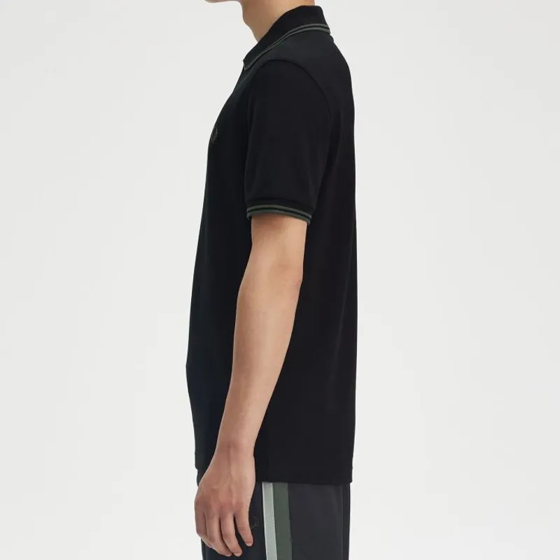 Fred Perry Twin Tipped Polo Shirt M3600 - Black/Court Green-4