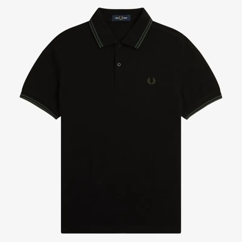 Fred Perry Twin Tipped Polo Shirt M3600 - Black/Court Green