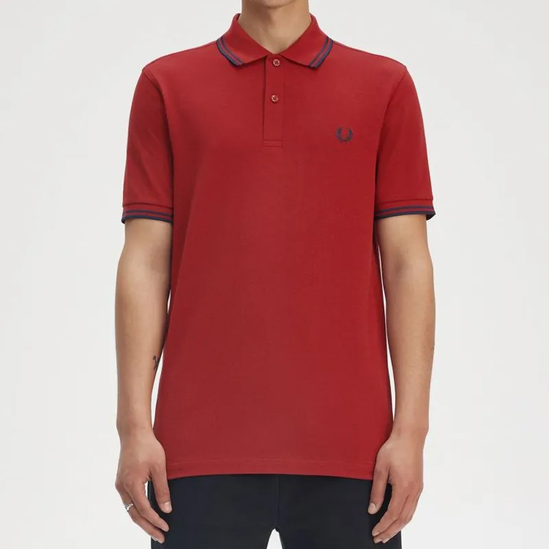Fred Perry Twin Tipped Polo Shirt M3600 - Burnt Red/Navy/Navy-2