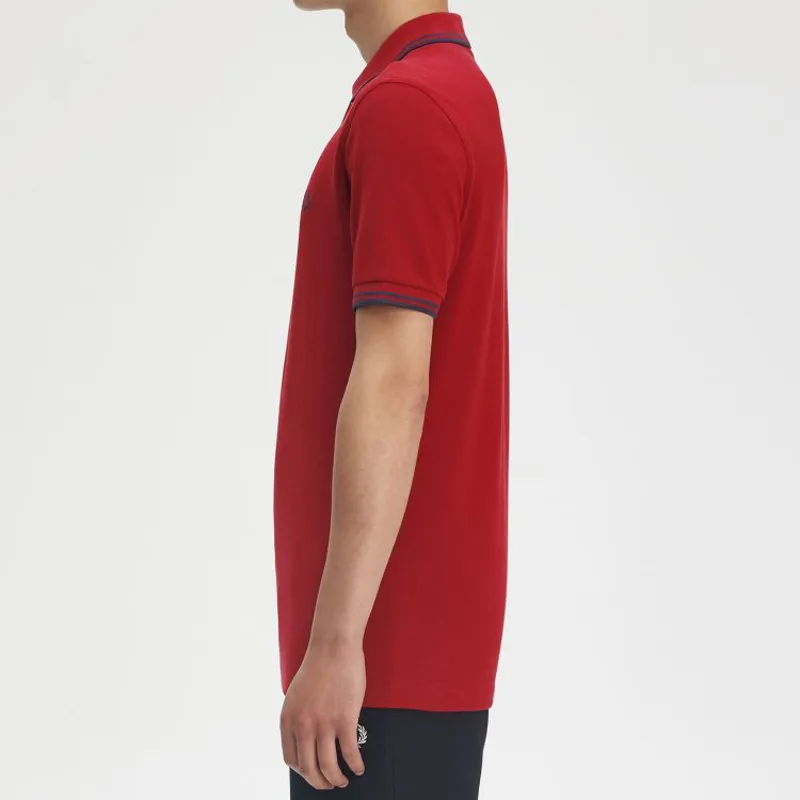 Fred Perry Twin Tipped Polo Shirt M3600 - Burnt Red/Navy/Navy-4