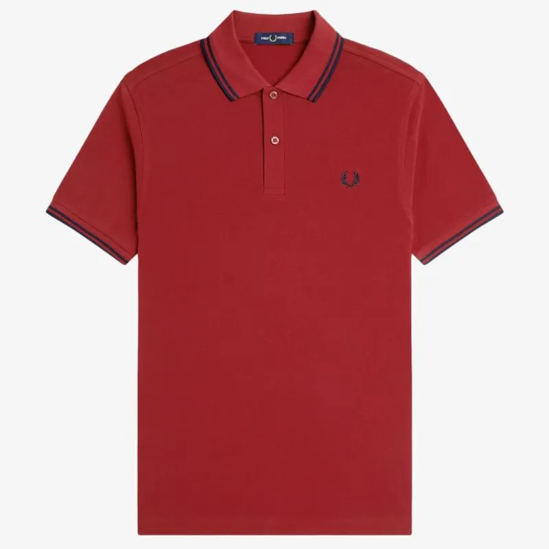 Fred Perry Twin Tipped Polo Shirt M3600 - Burnt Red/Navy/Navy