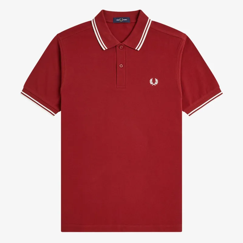 Fred Perry Twin Tipped Polo Shirt M3600 - Burnt Red/Snow White