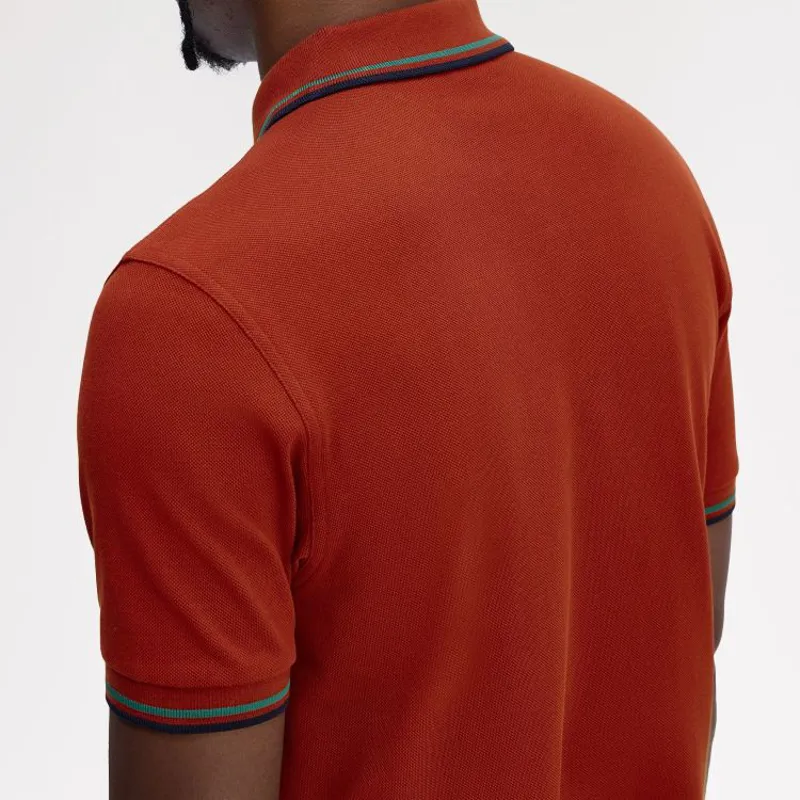 Fred Perry Twin Tipped Polo Shirt M3600 - Burnt Red/Sport Green/Navy-5