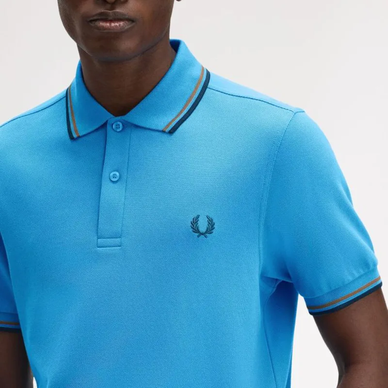 Fred Perry Twin Tipped Polo Shirt M3600 - Court Blue/Shaded Stone/Dark Petrol-3