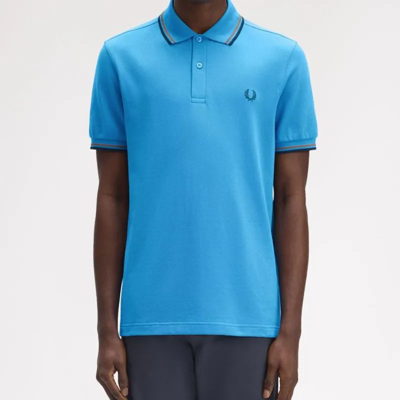Fred Perry Twin Tipped Polo Shirt M3600 - Court Blue/Shaded Stone/Dark Petrol-5