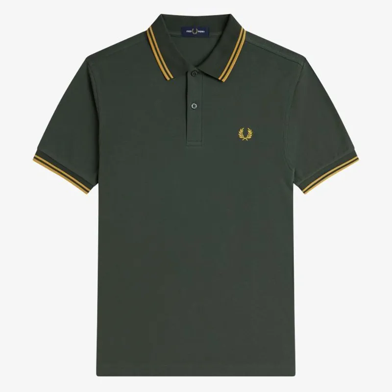 Fred Perry Twin Tipped Polo Shirt M3600 - Court Green/Honeycomb/Honeycomb