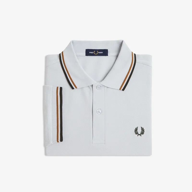 Fred Perry Twin Tipped Polo Shirt M3600 - Dusky Blue/Dark Caramel/Night Green-2