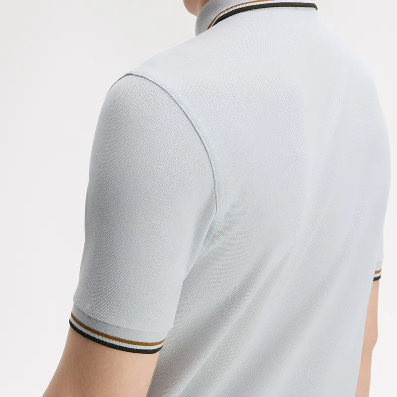 Fred Perry Twin Tipped Polo Shirt M3600 - Dusky Blue/Dark Caramel/Night Green-5