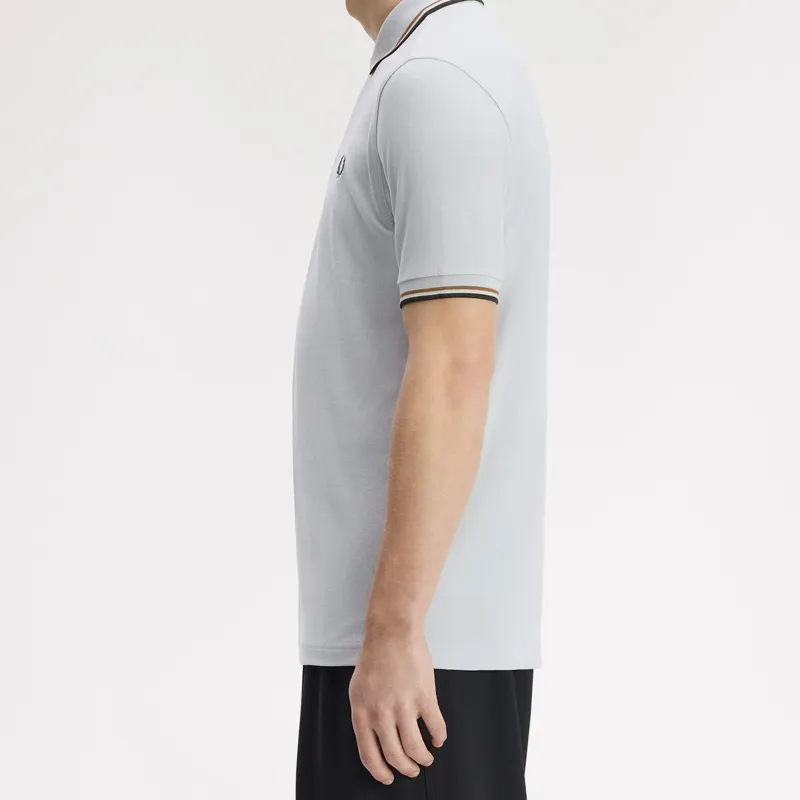 Fred Perry Twin Tipped Polo Shirt M3600 - Dusky Blue/Dark Caramel/Night Green-6