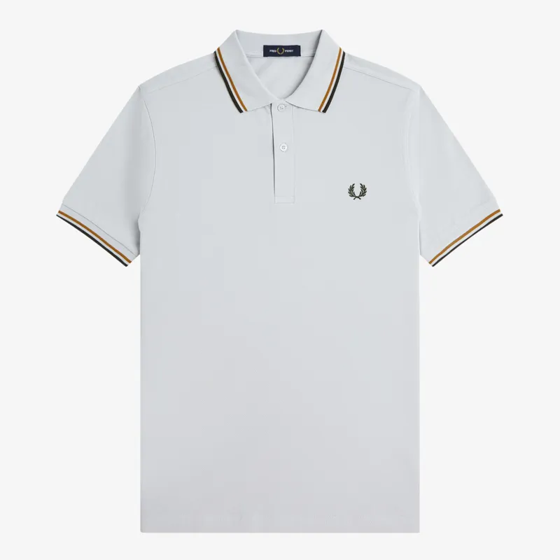 Fred Perry Twin Tipped Polo Shirt M3600 - Dusky Blue/Dark Caramel/Night Green