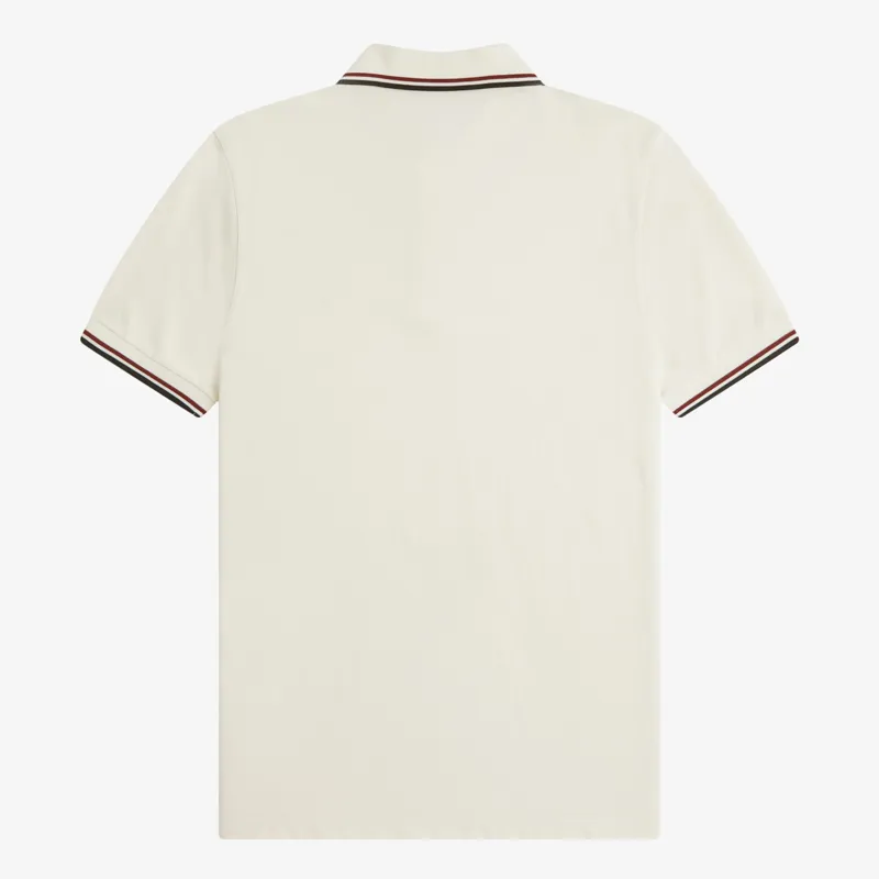 Fred Perry Twin Tipped Polo Shirt M3600 - Ecru/Brandy/Night Green-1