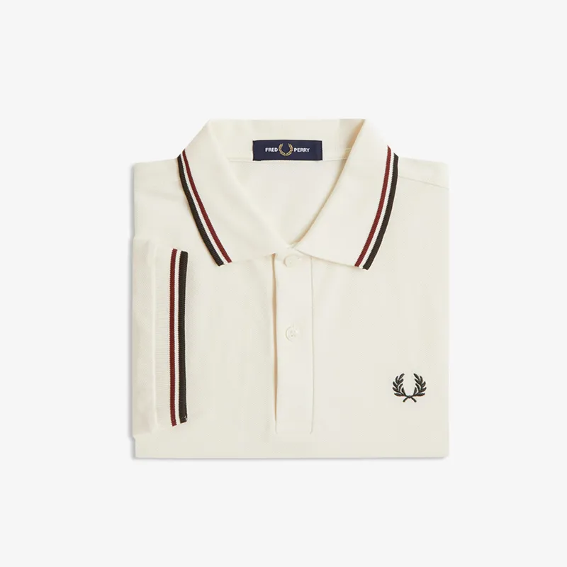 Fred Perry Twin Tipped Polo Shirt M3600 - Ecru/Brandy/Night Green-2