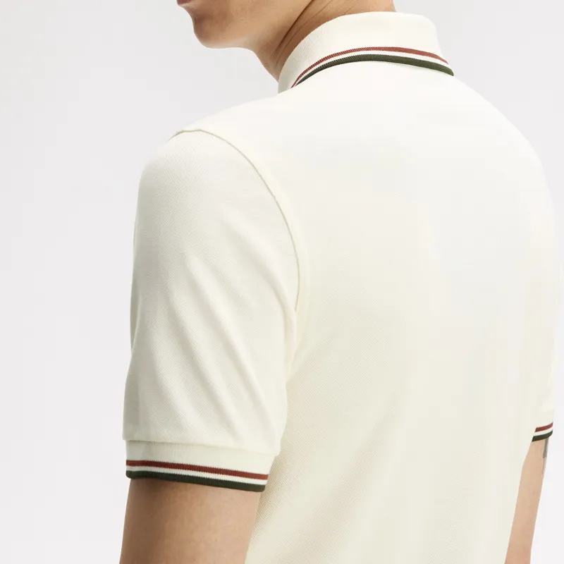 Fred Perry Twin Tipped Polo Shirt M3600 - Ecru/Brandy/Night Green-5