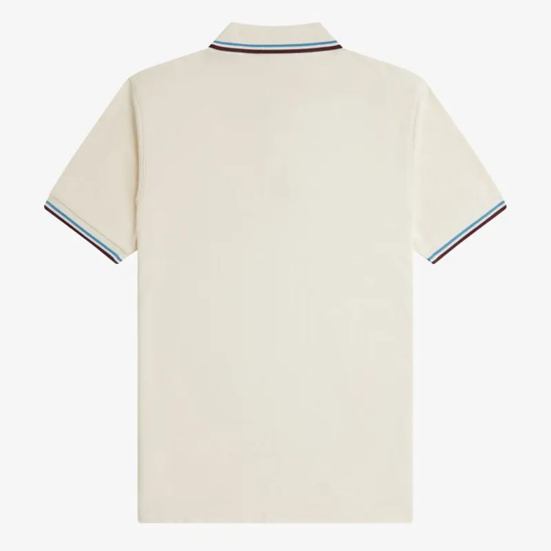 Fred Perry Twin Tipped Polo Shirt M3600 - Ecru/Court Blue/Oxblood-1
