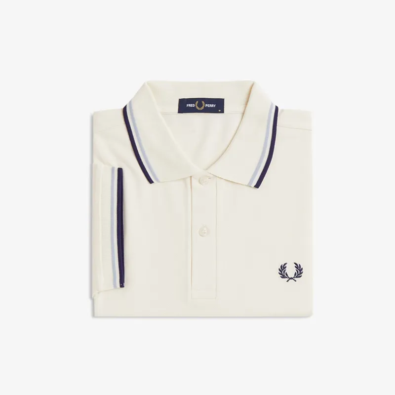 Fred Perry Twin Tipped Polo Shirt M3600 - Ecru/Dusky Blue/French Navy-2