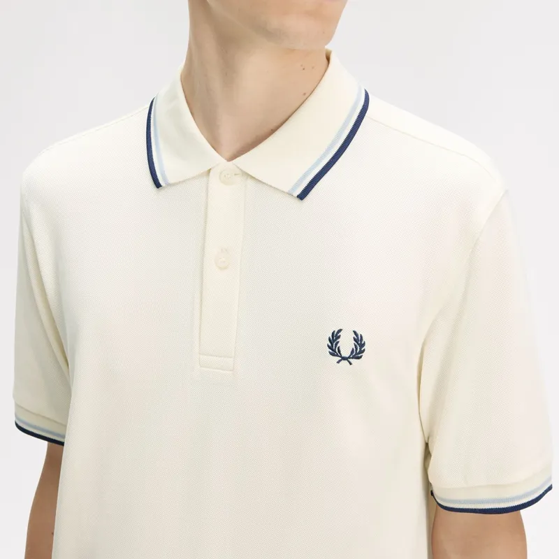 Fred Perry Twin Tipped Polo Shirt M3600 - Ecru/Dusky Blue/French Navy-4