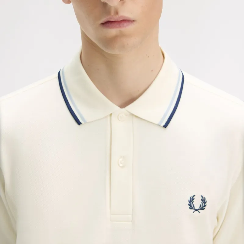 Fred Perry Twin Tipped Polo Shirt M3600 - Ecru/Dusky Blue/French Navy-5
