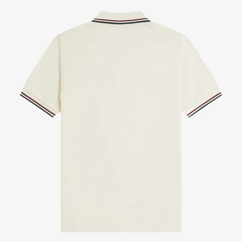 Fred Perry Twin Tipped Polo Shirt M3600 - Ecru/Oxblood/Grassroots-1