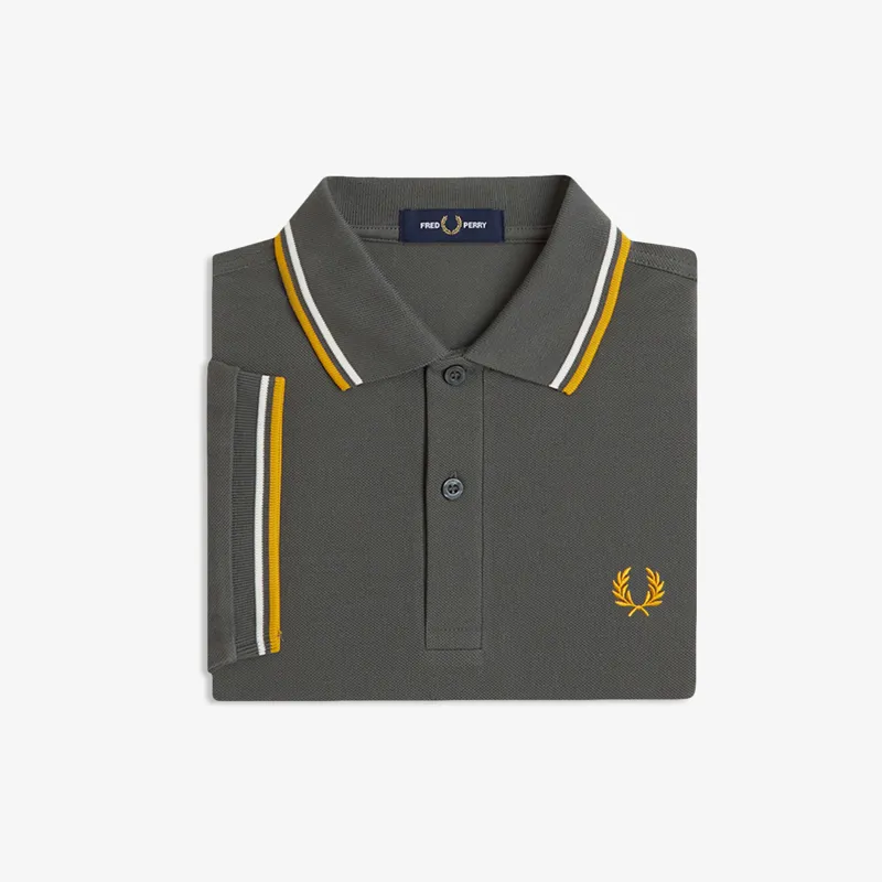 Fred Perry Twin Tipped Polo Shirt M3600 - Field Green/Ecru/Golden-2
