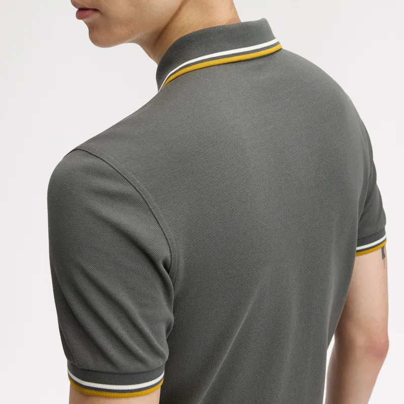 Fred Perry Twin Tipped Polo Shirt M3600 - Field Green/Ecru/Golden-4