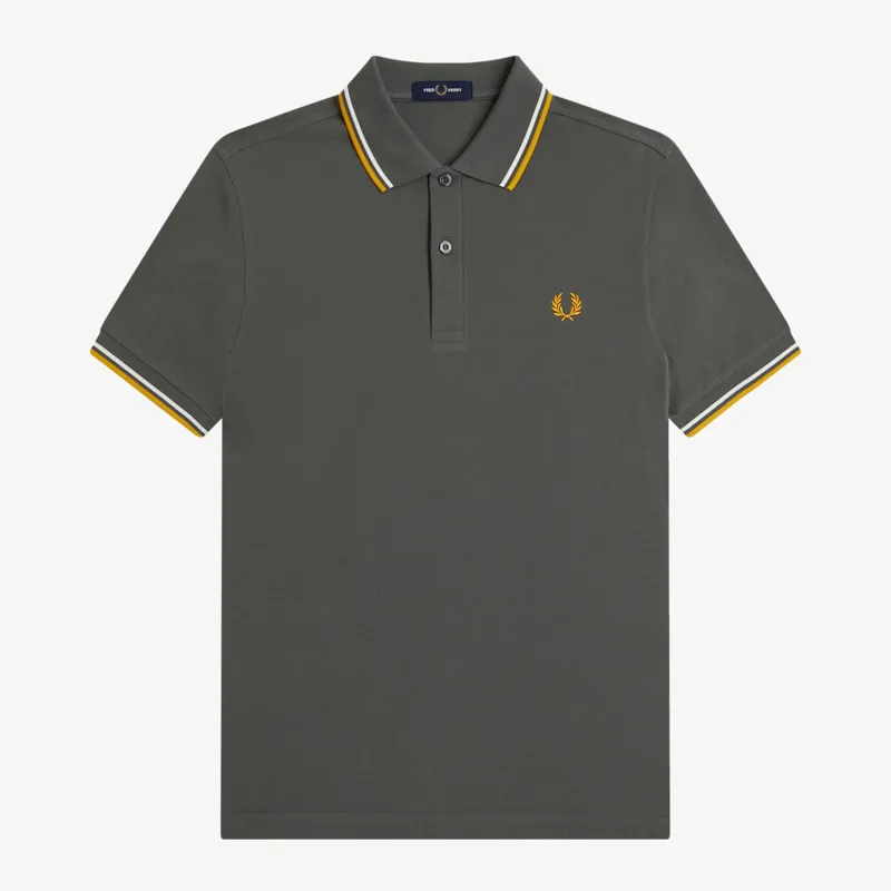 Fred Perry Twin Tipped Polo Shirt M3600 - Field Green/Ecru/Golden