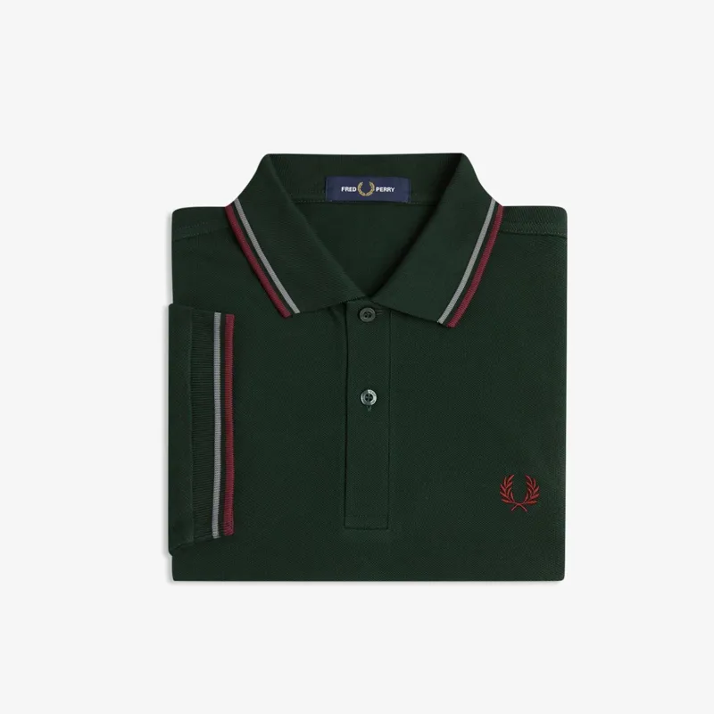 Fred Perry Twin Tipped Polo Shirt M3600 - Grassroots/Stockport Blue/Oxblood-2