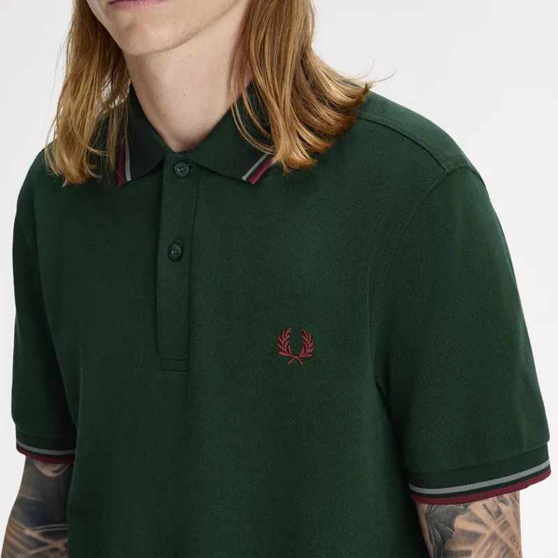 Fred Perry Twin Tipped Polo Shirt M3600 - Grassroots/Stockport Blue/Oxblood-4