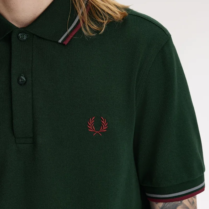 Fred Perry Twin Tipped Polo Shirt M3600 - Grassroots/Stockport Blue/Oxblood-5
