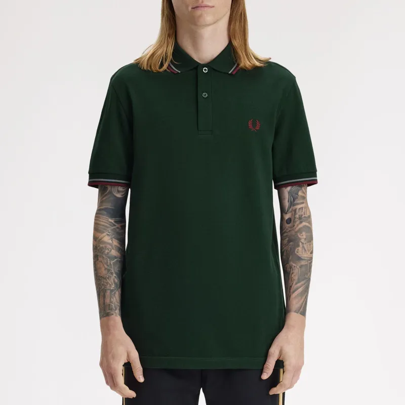 Fred Perry Twin Tipped Polo Shirt M3600 - Grassroots/Stockport Blue/Oxblood-6