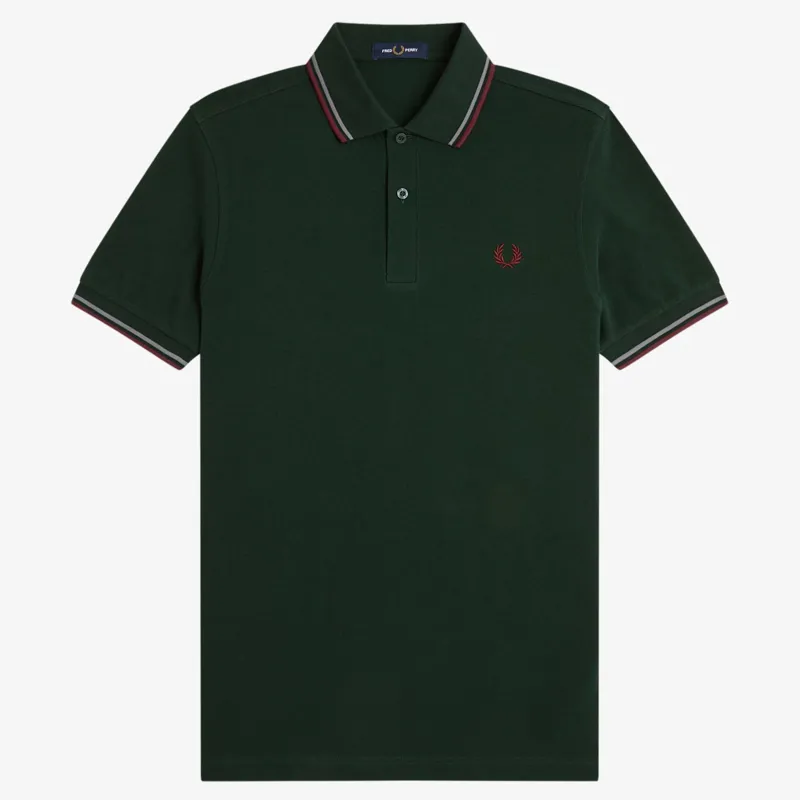 Fred Perry Twin Tipped Polo Shirt M3600 - Grassroots/Stockport Blue/Oxblood