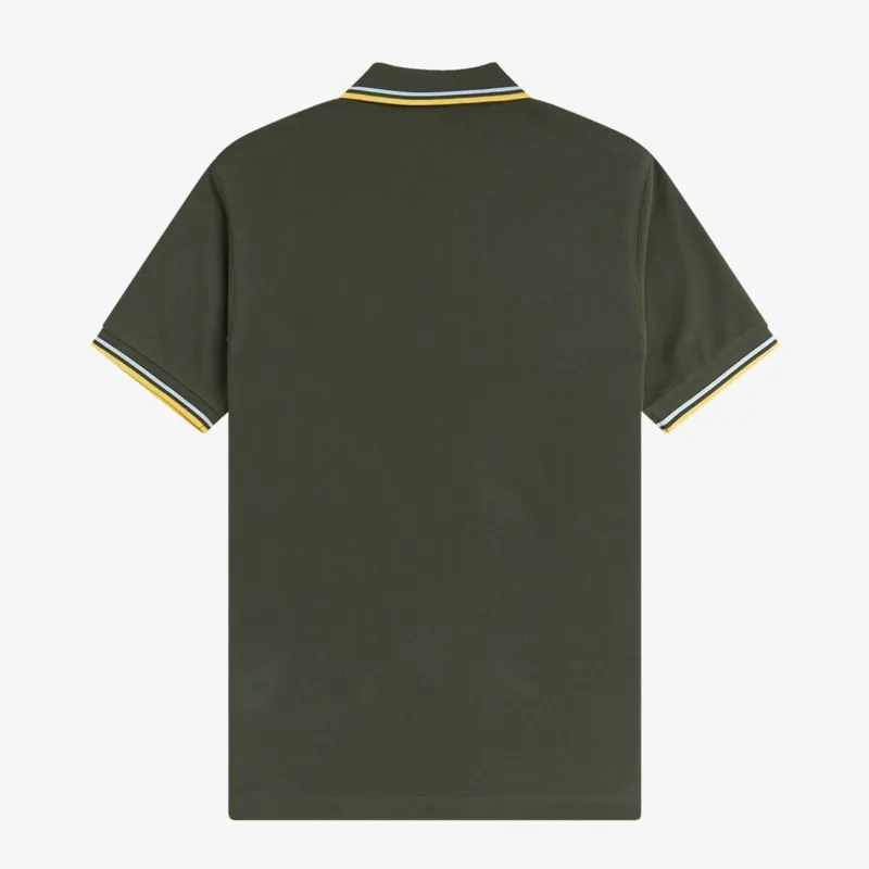 Fred Perry Twin Tipped Polo Shirt M3600 - Hunting Green/Light Ice/Lemon Barley-1