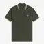 Fred Perry Twin Tipped Polo Shirt M3600 - Hunting Green/Light Ice/Lemon Barley