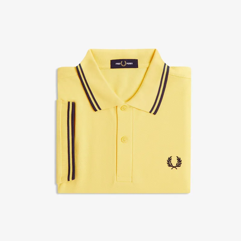 Fred Perry Twin Tipped Polo Shirt M3600 - Lemon Barley/Tennis Blue-2