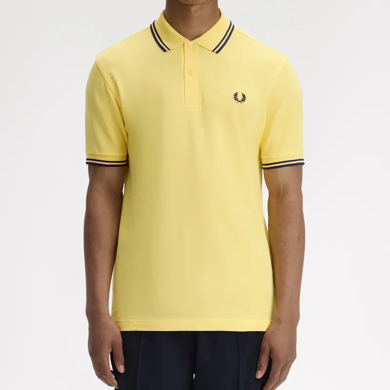 Fred Perry Twin Tipped Polo Shirt M3600 - Lemon Barley/Tennis Blue-5