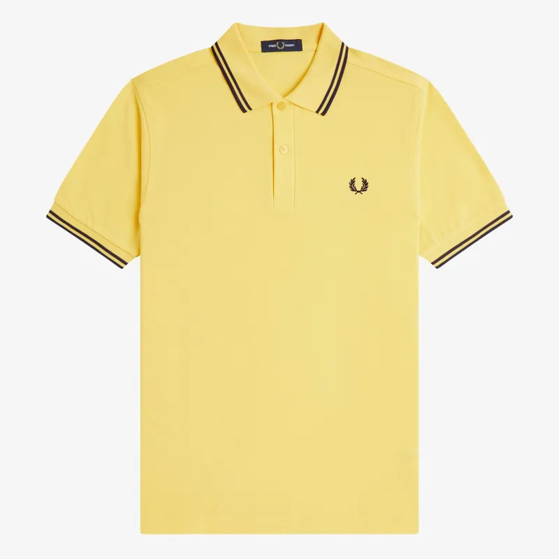 Fred Perry Twin Tipped Polo Shirt M3600 - Lemon Barley/Tennis Blue