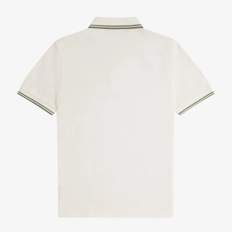 Fred Perry Twin Tipped Polo Shirt M3600 - Light Ecru/Olive Mint-1