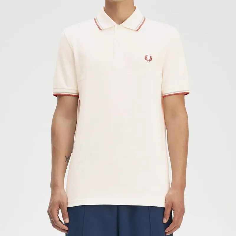 Fred Perry Twin Tipped Polo Shirt M3600 - Light Ecru/Silver Blue/Cinnamon-2