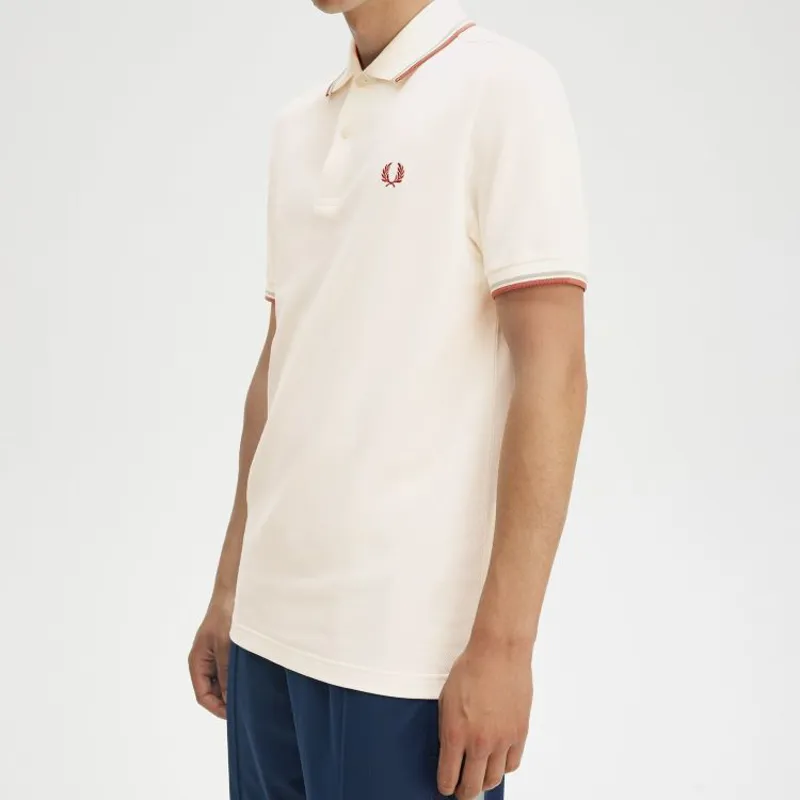 Fred Perry Twin Tipped Polo Shirt M3600 - Light Ecru/Silver Blue/Cinnamon-3