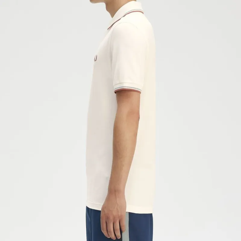 Fred Perry Twin Tipped Polo Shirt M3600 - Light Ecru/Silver Blue/Cinnamon-4