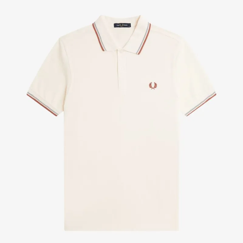 Fred Perry Twin Tipped Polo Shirt M3600 - Light Ecru/Silver Blue/Cinnamon