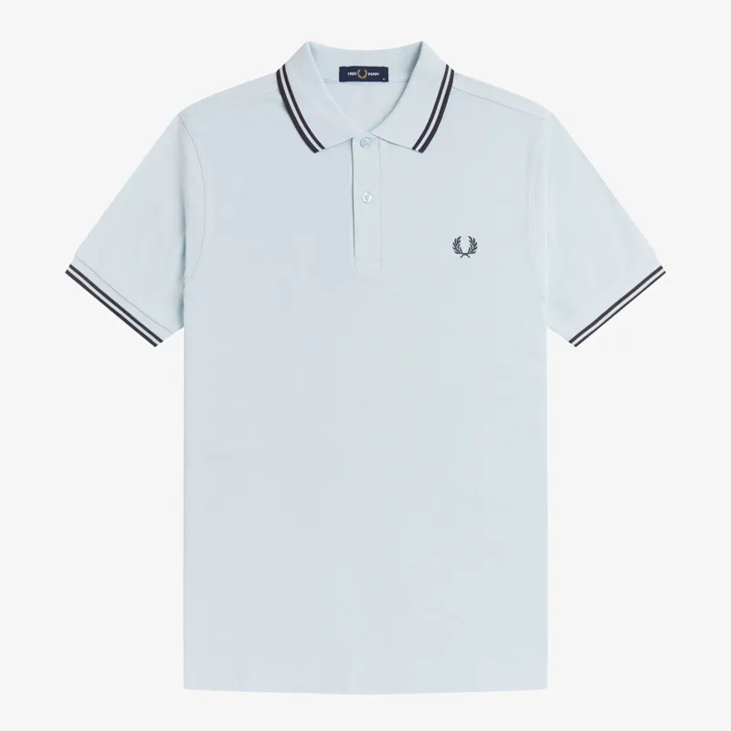 Fred Perry Twin Tipped Polo Shirt M3600 - Light Ice/Anchor Grey/Anchor Grey