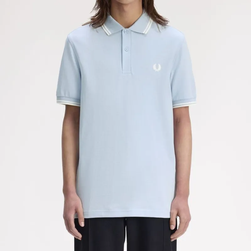 Fred Perry Twin Tipped Polo Shirt M3600 - Light Smoke/Ecru-3
