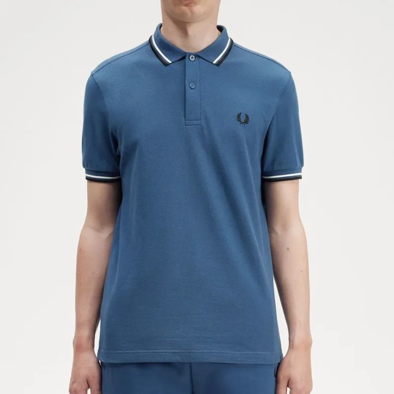 Fred Perry Twin Tipped Polo Shirt M3600 - Midnight Blue/Snow White/Black-3