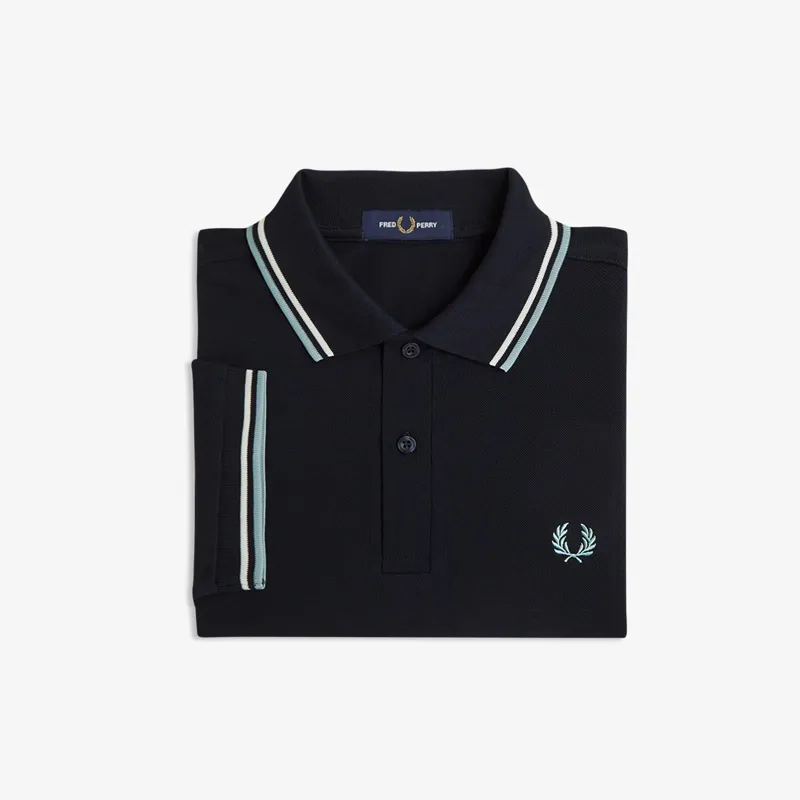 Fred Perry Twin Tipped Polo Shirt M3600 - Navy/Ecru/Silver Blue-2