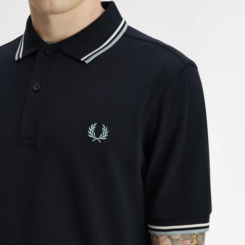 Fred Perry Twin Tipped Polo Shirt M3600 - Navy/Ecru/Silver Blue-5
