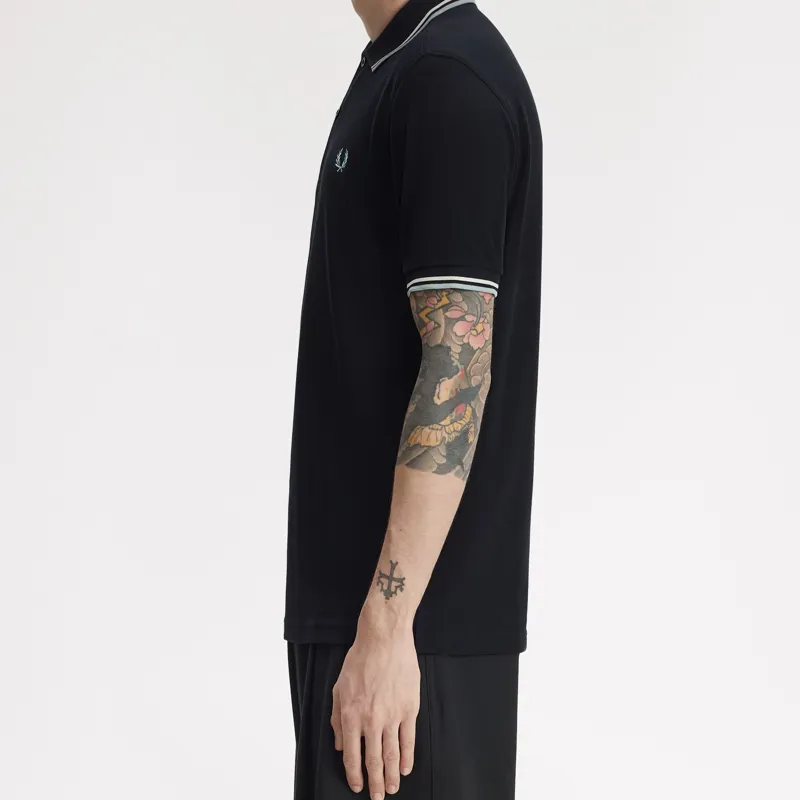 Fred Perry Twin Tipped Polo Shirt M3600 - Navy/Ecru/Silver Blue-6